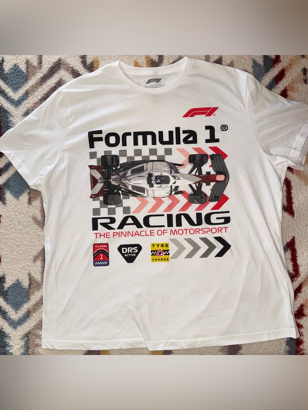 Formula 1 Racing Graphic Tee - White with Red & Black Accents
